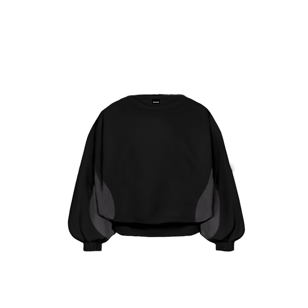 DOUBLE CREWNECK BLACK  - Dwukolorowa bluza oversize