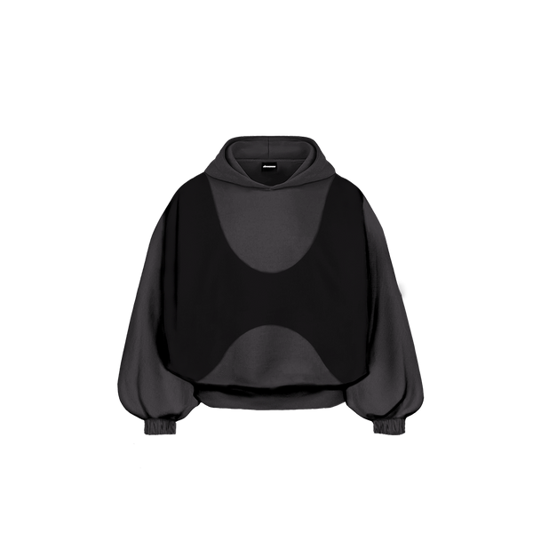 DOUBLE HOODIE GRAY - Dwukolorowa bluza typu oversize