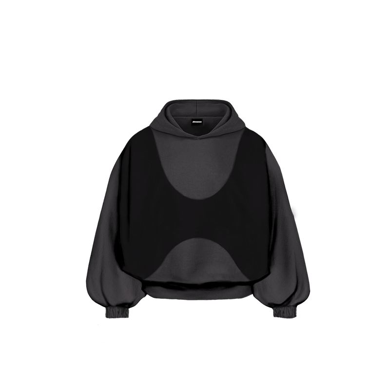 DOUBLE HOODIE GRAY - Dwukolorowa bluza typu oversize