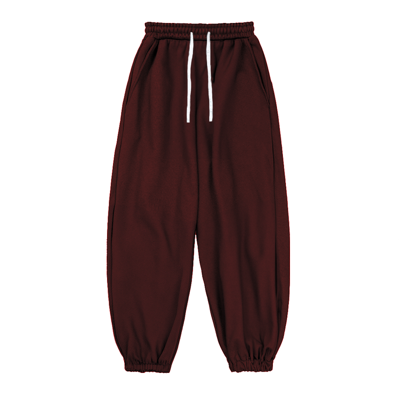 BASIC Sweatpants Burgund - Burgundowe dresy typu baggy