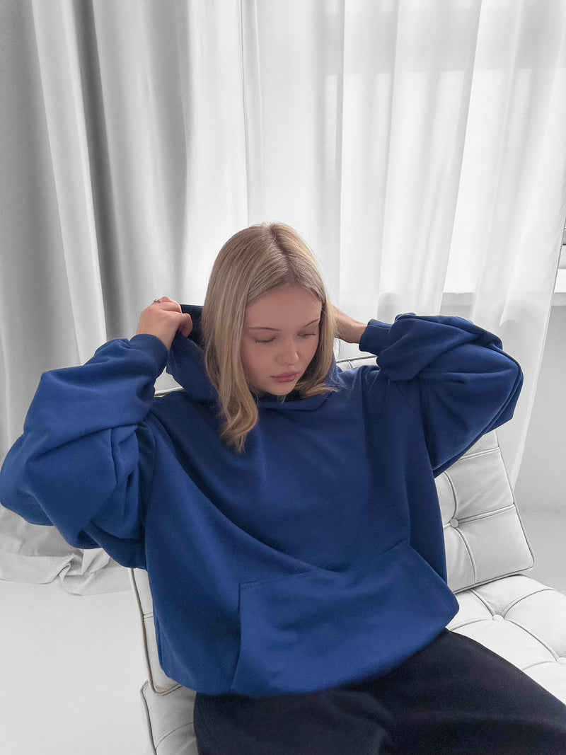 BASIC Hoodie Indigo - Bluza typu oversize