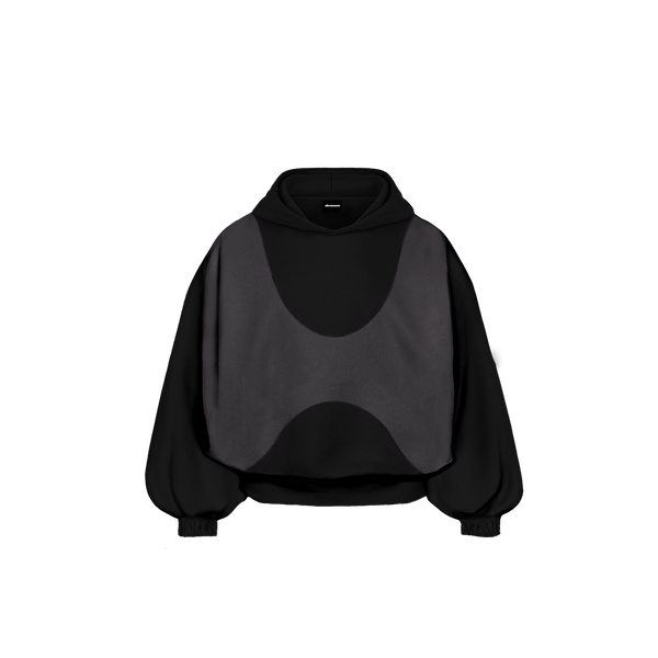 DOUBLE HOODIE BLACK - Dwukolorowa bluza typu oversize