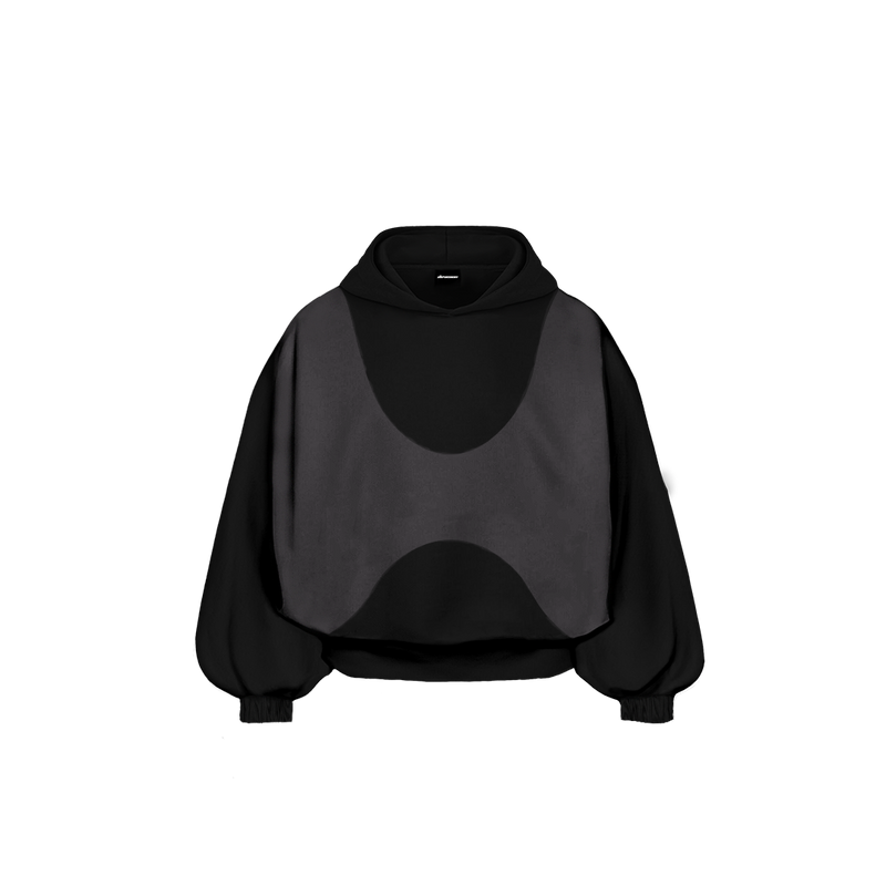 DOUBLE HOODIE BLACK - Dwukolorowa bluza typu oversize